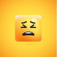 Alta emoticon gialla dettagliata dettagliata su un fondo giallo, illustrazione di vettore