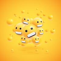 Gruppo di emoticon giallo dettagliato alto, illustrazione di vettore