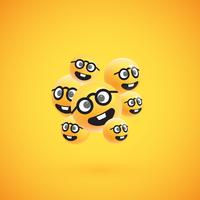 Gruppo di emoticon giallo dettagliato alto, illustrazione di vettore