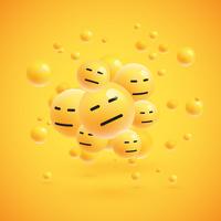 Gruppo di emoticon giallo dettagliato alto, illustrazione di vettore