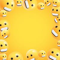 Gruppo di emoticon giallo dettagliato alto, illustrazione di vettore