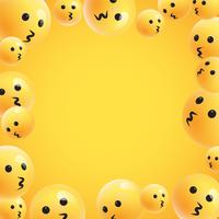 Gruppo di emoticon giallo dettagliato alto, illustrazione di vettore