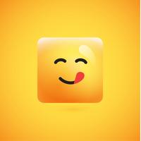 Alta emoticon gialla dettagliata dettagliata su un fondo giallo, illustrazione di vettore