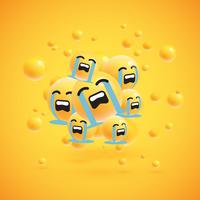 Gruppo di emoticon giallo dettagliato alto, illustrazione di vettore