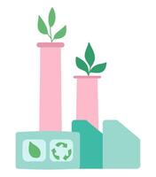 verde eco amichevole fabbrica nel piatto design. ecologia sostenibile industria. illustrazione isolato. vettore