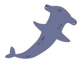 martello squalo nel piatto design. carino subacqueo predatore, oceano animali selvatici. illustrazione isolato. vettore