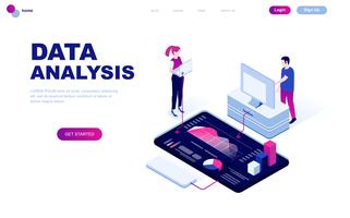 Concetto isometrico moderno design piatto di auditing, analisi dei dati vettore