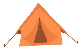 appuntato campeggio tenda nel piatto design. campeggio riparo nel escursioni a piedi viaggio. illustrazione isolato. vettore
