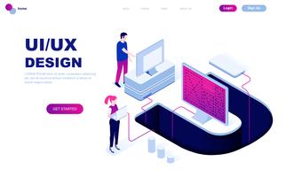 Concetto isometrico moderno design piatto di UX, UI Design vettore