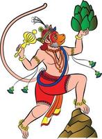 volto di scimmia dio del potere, signore hanuman e i suoi servi o sevak come vengono chiamati. nello stile pinguli dell'arte popolare indiana. per la stampa tessile, logo, carta da parati vettore