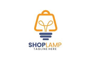 lampada negozio moderno piatto unico logo modello e minimalista negozio lampadina logo modello design vettore