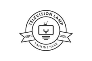 lampada televisione moderno piatto unico logo modello e minimalista televisione lampadina logo modello design vettore