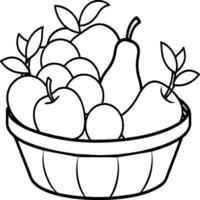 frutta cestino linea arte illustrazione per il colorazione libro. frutta colorazione pagina vettore
