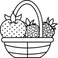 frutta cestino linea arte illustrazione per il colorazione libro. frutta colorazione pagina vettore