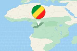 carta geografica illustrazione di congo con il bandiera. cartografico illustrazione di congo e vicino Paesi. vettore