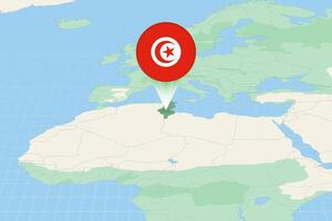 carta geografica illustrazione di tunisia con il bandiera. cartografico illustrazione di tunisia e vicino Paesi. vettore