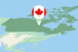 carta geografica illustrazione di Canada con il bandiera. cartografico illustrazione di Canada e vicino Paesi. vettore