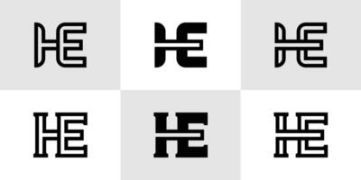 lettere lui monogramma logo impostare, adatto per attività commerciale con lui o eh iniziali vettore