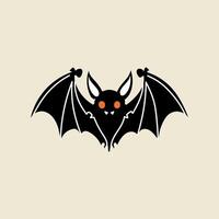 nero pipistrello carattere, Halloween elemento nel moderno piatto, linea stile. mano disegnato illustrazione vettore