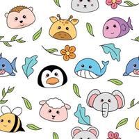 carino kawaii emoji animale icone modello vettore