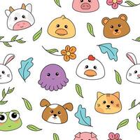 carino kawaii emoji animale icone modello vettore