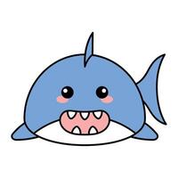 carino kawaii squalo emoji icona vettore