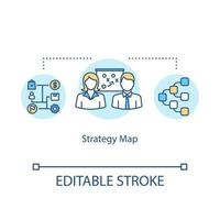icona del concetto di mappa strategica. algoritmo di pianificazione idea illustrazione al tratto sottile. raggiungimento degli obiettivi aziendali. analisi strategica aziendale. vettore isolato contorno rgb disegno a colori. tratto modificabile