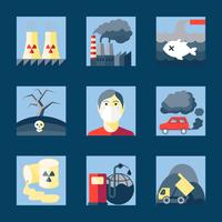 Set di icone di inquinamento vettore