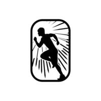 corridore telaio arte logo grafico illustrazione, etichetta distintivo vettore