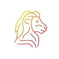 icona di vettore lineare gradiente simbolo testa di leone. animale nazionale di singapore. mascotte ufficiale. statua del merlo. simbolo del colore della linea sottile. pittogramma in stile moderno. disegno vettoriale isolato contorno