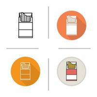 icona del pacchetto di sigarette aperto. design piatto, stili lineari e di colore. illustrazioni vettoriali isolate