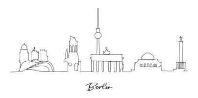 skyline della città moderna - disegno continuo a una linea vettore