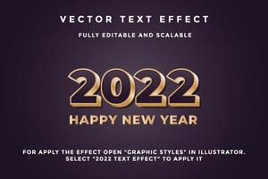 effetto testo modificabile del nuovo anno 2022. effetto testo vettoriale 2022, anno nuovo, design isolato