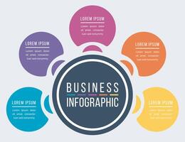 Infografica design 5 passi, oggetti, elementi o opzioni attività commerciale informazione colorato modello per attività commerciale Infografica vettore