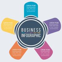 Infografica design colorato 5 passi, oggetti, elementi o opzioni attività commerciale informazione modello vettore