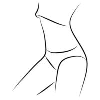 figura femminile minimalista astratta in biancheria intima. illustrazione di moda vettoriale del corpo di una donna in stile lineare moderno. arte elegante per poster, tatuaggi, loghi di negozi di biancheria intima.