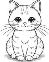 kawaii gatti, cartone animato personaggi, carino Linee e colorato colorazione pagine. vettore