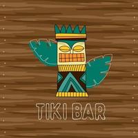 tiki maschera tribale in legno, insegna del bar. elementi tradizionali hawaiani vettore