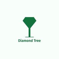 verde albero logo con diamante forma. vettore