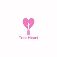 albero logo con cuore forma. vettore