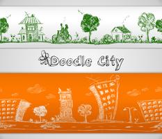 Bordo senza giunte di doodle di città vettore