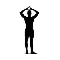 uomo nel yoga posa silhouette vettore