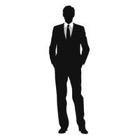uomo d'affari pieno corpo silhouette design isolato su bianca sfondo vettore