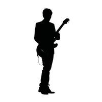 chitarra giocatore silhouette nel azione vettore