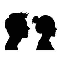 coppia silhouette profili uomo e donna vettore