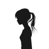 un' ragazza avatar icona nero sagome isolato su bianca sfondo vettore
