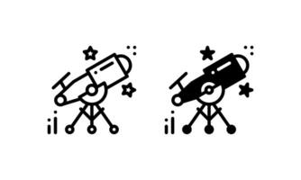 telescopio icona nel schema e glifo o solido stile vettore