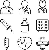 un' nero e bianca Immagine di un' medico logo con un' medico stetoscopio. vettore