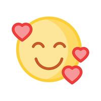 contento viso con cuore simboli su occhi, concetto icona di nel amore emoji vettore
