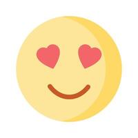 contento viso con cuore simboli su occhi, concetto icona di nel amore emoji vettore